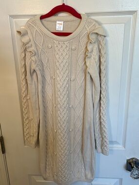 Gymboree Cream Cable Knit Ruffle-Shoulder Sweater Size 8